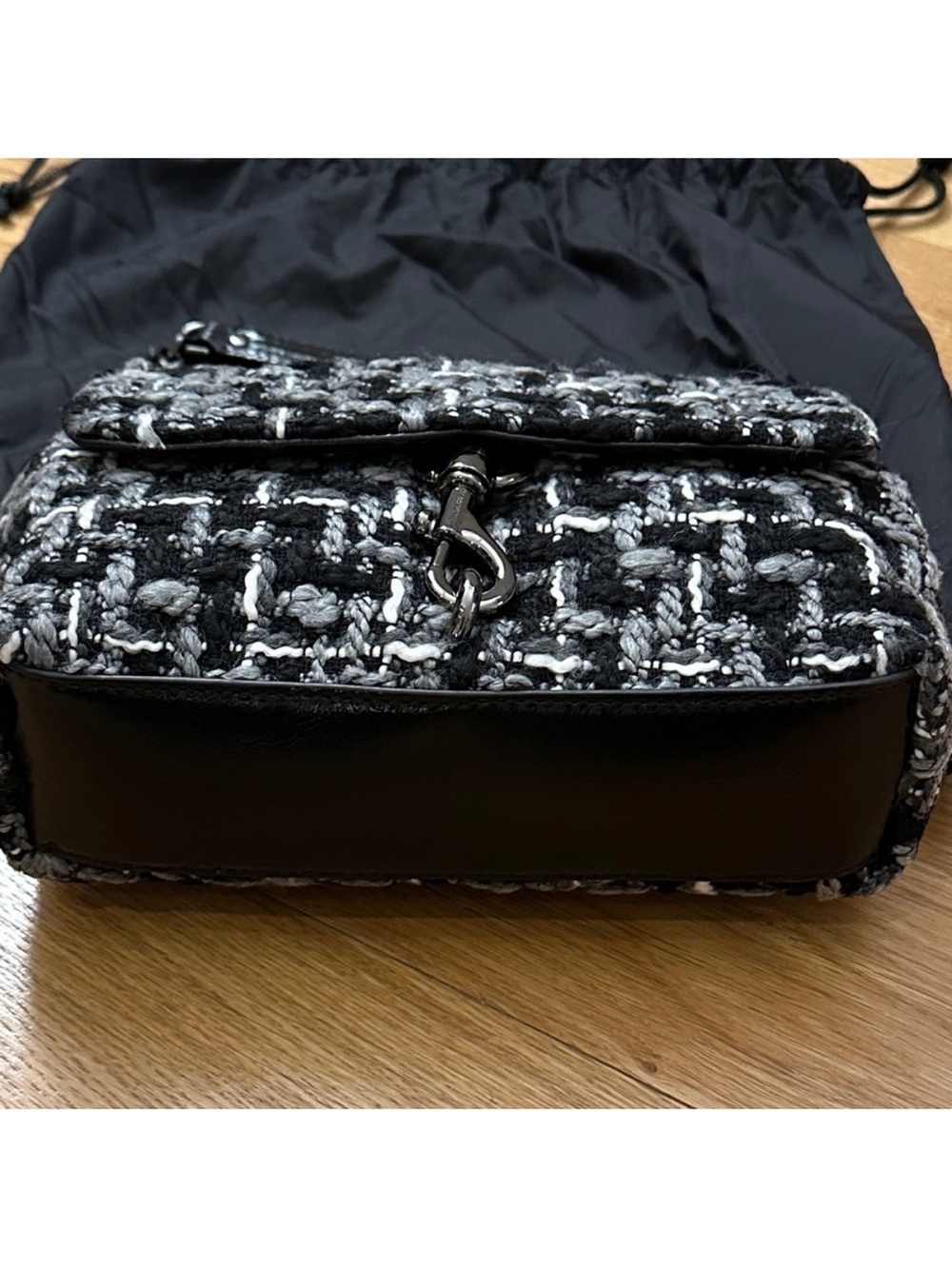 Rebecca Minkoff Edie tweed shoulder bag black and white - Picture 2 of 5